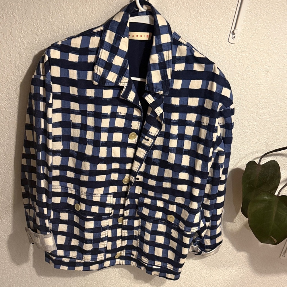 Uniqlo x Marni Navy and Cream Checkered Jacket